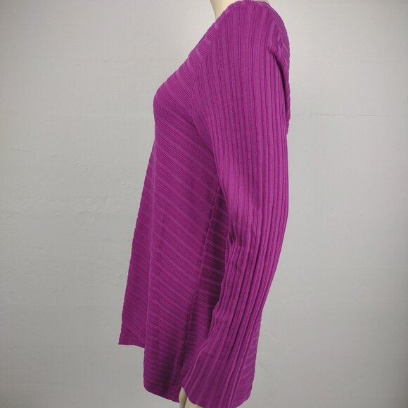 Carlisle Collection fuchsia purple silk blend asymmetrical knit top ladies XL - Picture 6 of 8